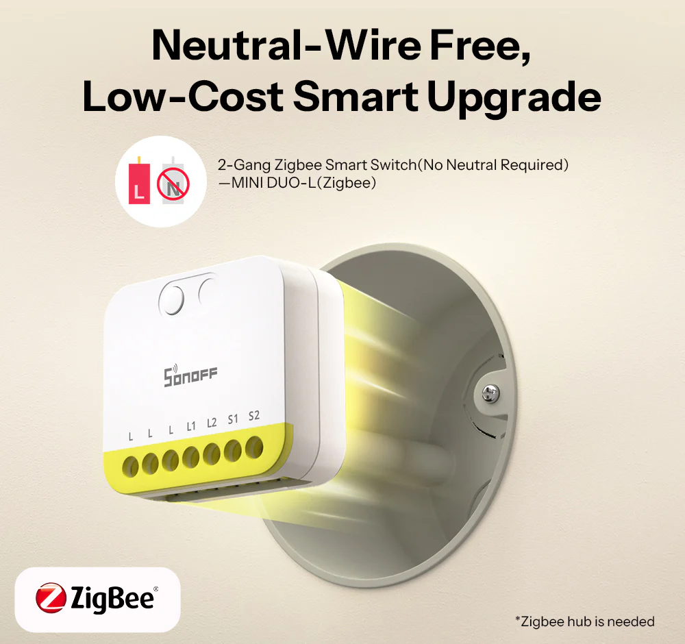 SONOFF MINI DUO-L 2-Gang Zigbee Smart Switch | MINI-ZB2GS-L 2 SONOFF MINI DUO-L 2-Gang Zigbee Smart Switch | MINI-ZB2GS-L