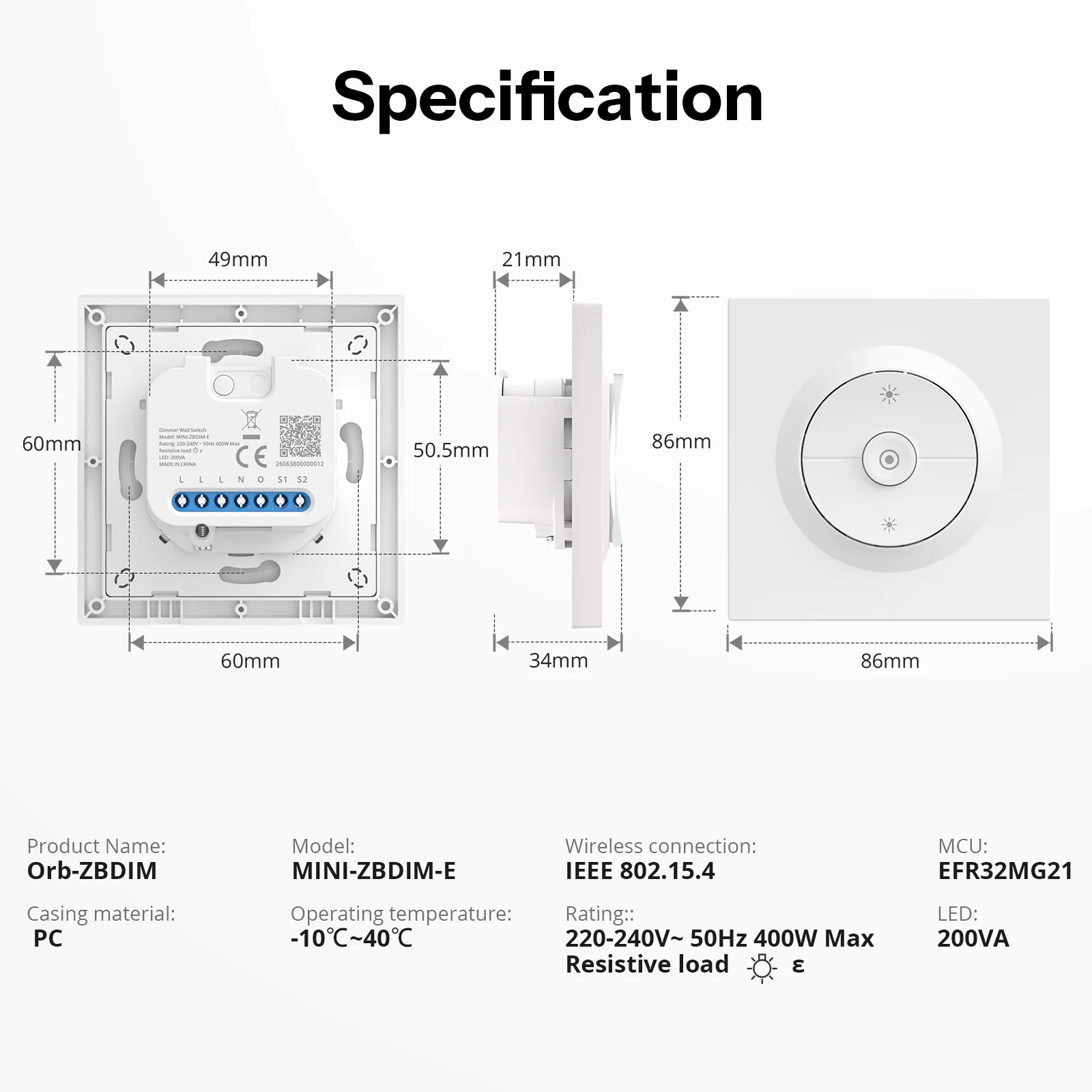 SONOFF Orb-ZBDIM Zigbee Dimmer Wall Switch | MINI-ZBDIM-E 10 SONOFF Orb-ZBDIM Zigbee Dimmer Wall Switch | MINI-ZBDIM-E